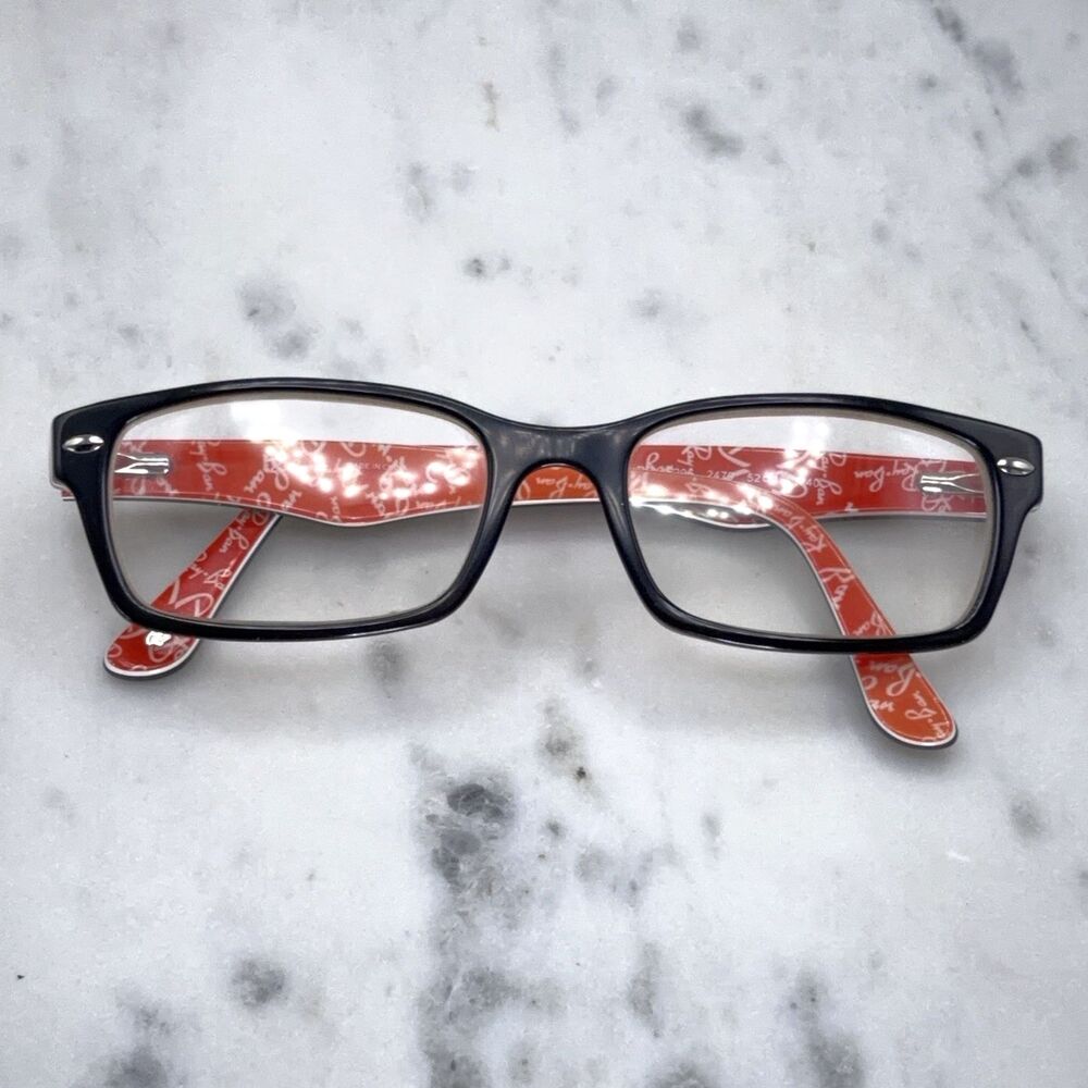 Ray-Ban RB 5206 2479 Polished Black On Red Logo Eyeglasses Frames Only 52-18-140